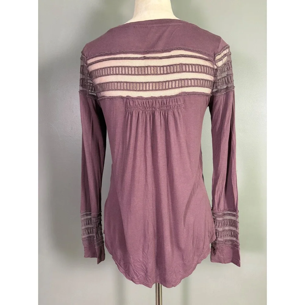 Free‎ People Roxie Mesh Inset Top XS Boho Cottagecore Ethereal Whimsigoth Dainty